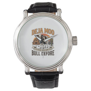 Deja Moo Funny Cow Western Vintage Shirt Design_1 Watch