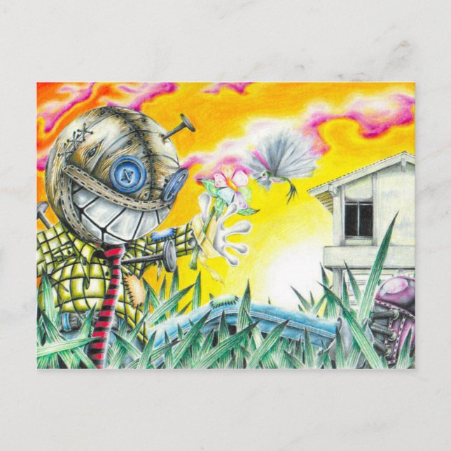 Deja Vudoo - Cute Colorful Pin Cushion Doll Art Postcard (Front)