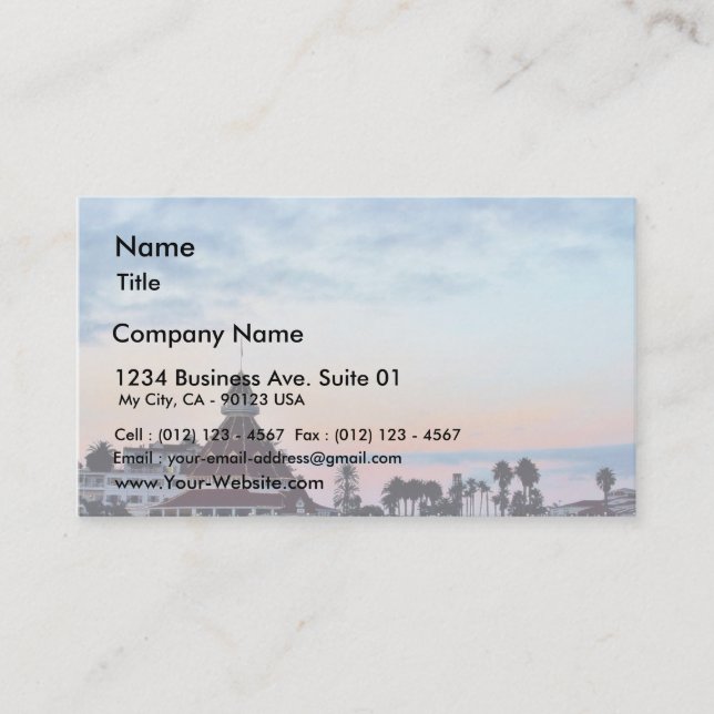 Del Coronado Sunset Business Card (Front)