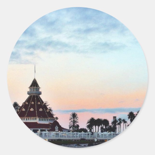 Del Coronado Sunset Classic Round Sticker (Front)
