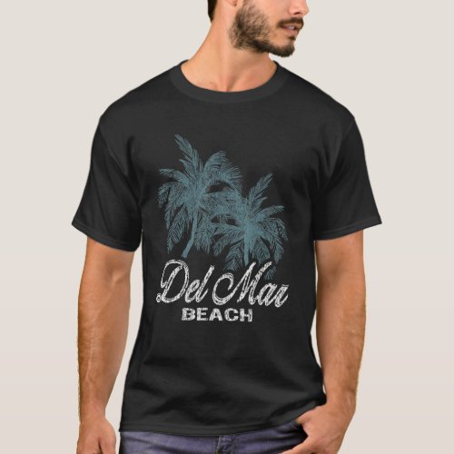 Del Mar Beach  Two Big Palms T_Shirt