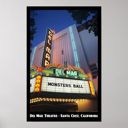 Del Mar Theatre Santa Cruz 11x17 Poster