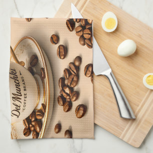 Del Munchie coffee beans vintage style tea Kitchen Towel