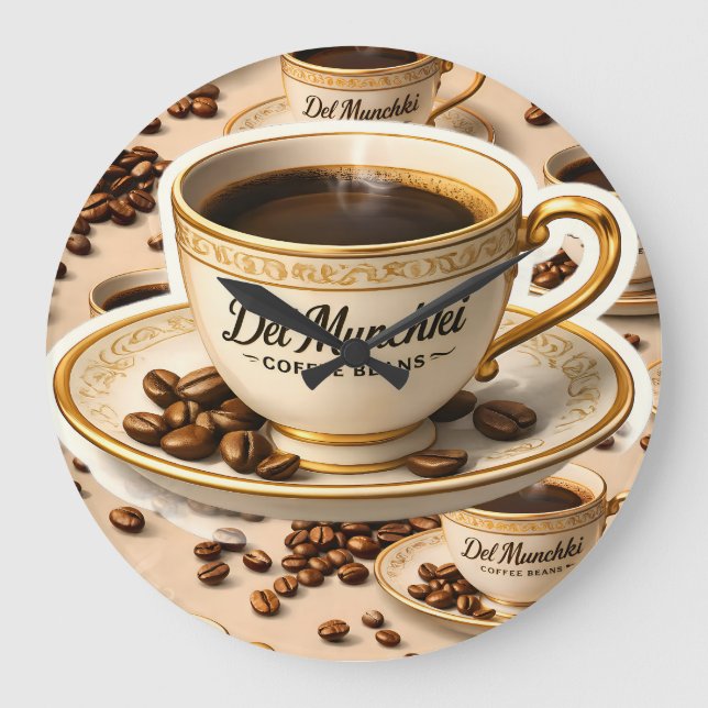 Del munchy coffee beans premium large clock (Front)