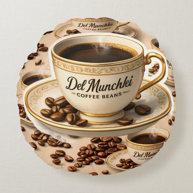 Del munchy coffee beans premium round pillow (Front)