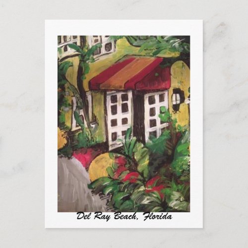 Del Ray Beach Florida Hotel Painting Postcard