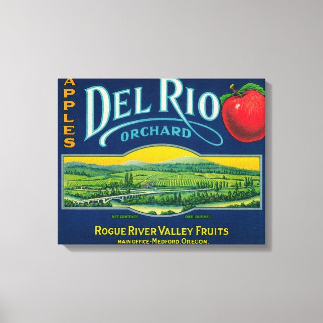 Del Rio Apple Crate LabelMedford, OR Canvas Print (Front)