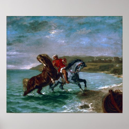 Delacroix _ Horses Coming Out Of The Sea Poster
