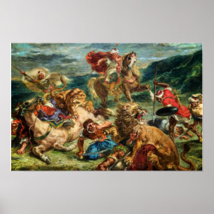 Delacroix - Lion Hunt Poster