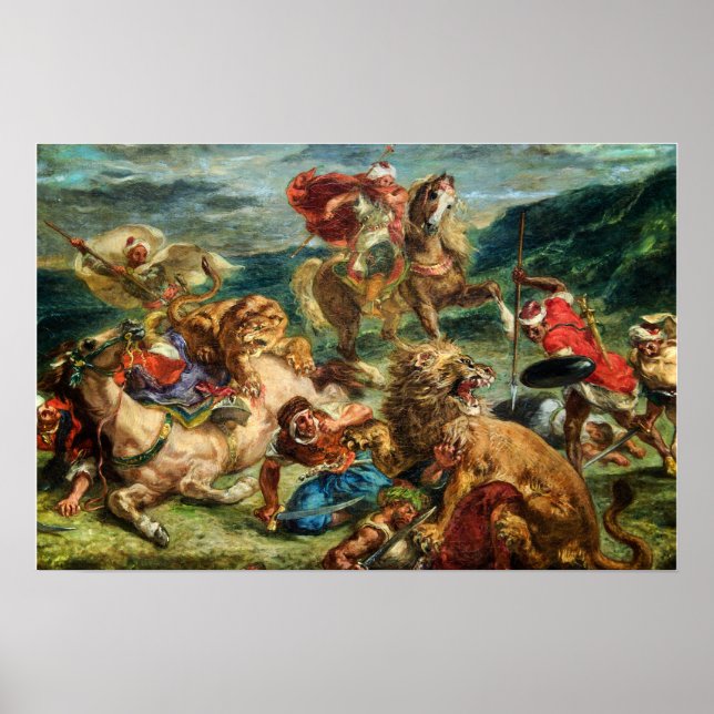 Delacroix - Lion Hunt Poster (Front)