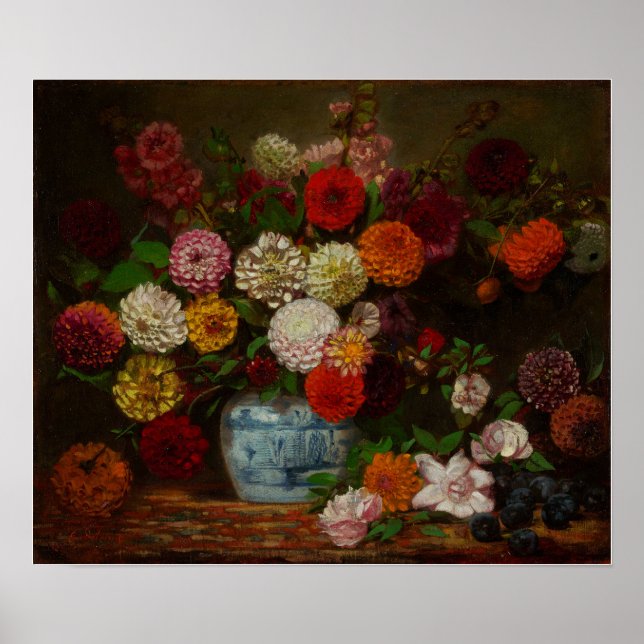 Delacroix - Still Life With Dahlias 1835 Poster (Front)