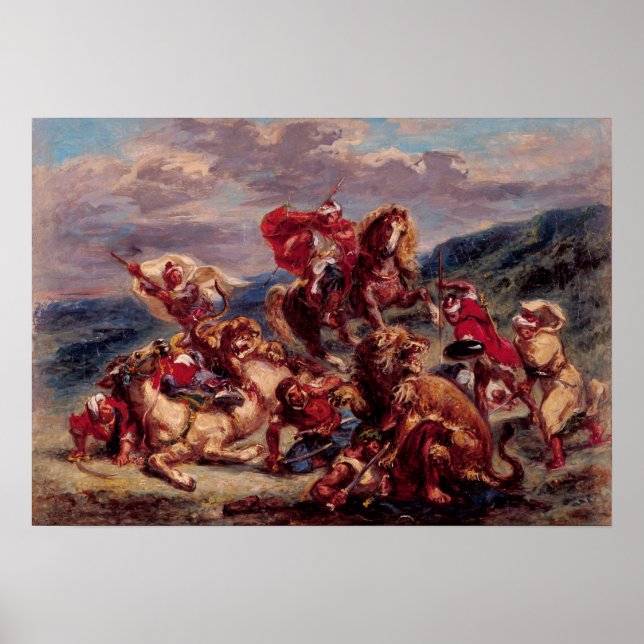 Delacroix - Study On Lowen Hunt St Gallen Poster (Front)