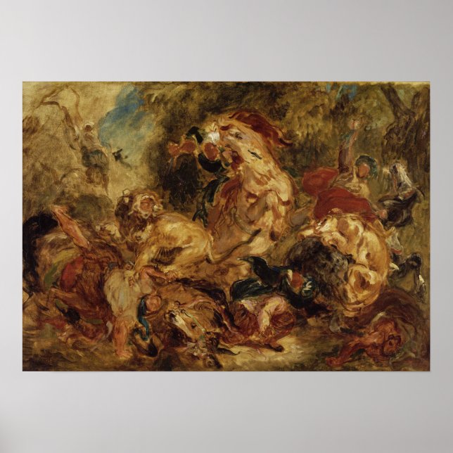 Delacroix - The Lion Hunt Poster (Front)