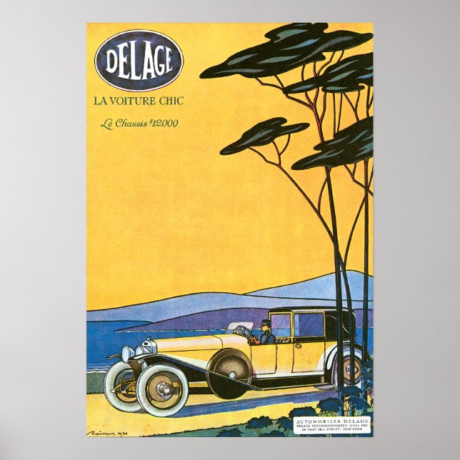 Delage ~ Vintage Automobile Advertisement Poster (Front)