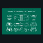 Delahaye 165 Figoni and Falaschi Blueprint Poster<br><div class="desc">Blueprint Delahaye 165 Figoni and Falaschi by Niko Moritz</div>