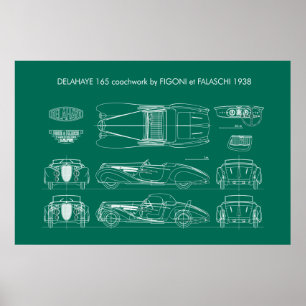 Delahaye 165 Figoni and Falaschi Blueprint Poster