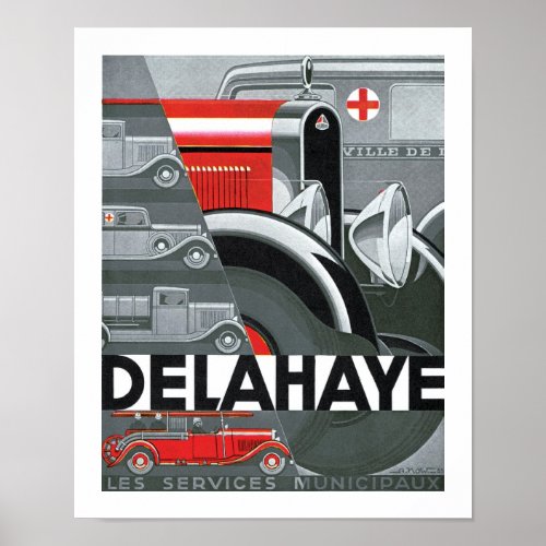 Delahaye Art Deco Automobile Ad Poster