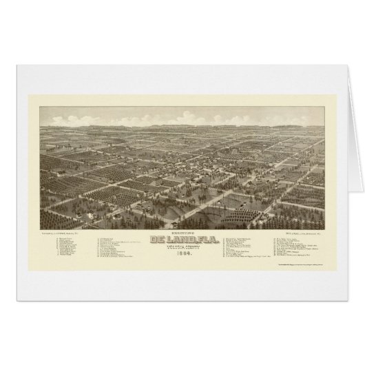 DeLand, FL Panoramic Map - 1884 Cards (Front Horizontal)