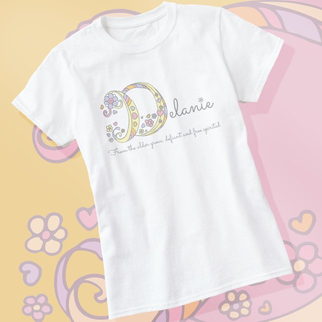Delanie girls name meaning monogram hearts T-Shirt (Creator Uploaded)