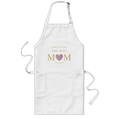 Delantal Largo The Best MOM Quote with Red  Gold Long Apron