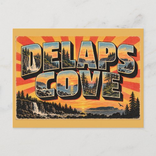 Delaps Cove NS Waterfall Bay of Fundy Art Postcard
