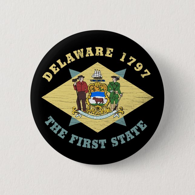 DELAWARE 1797 THE FIRST STATE FLAG BUTTON (Front)