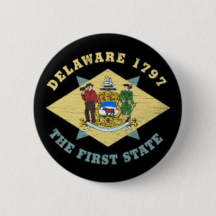 DELAWARE 1797 THE FIRST STATE FLAG BUTTON