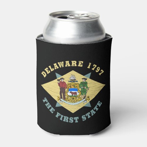 DELAWARE 1797 THE FIRST STATE FLAG  CAN COOLER