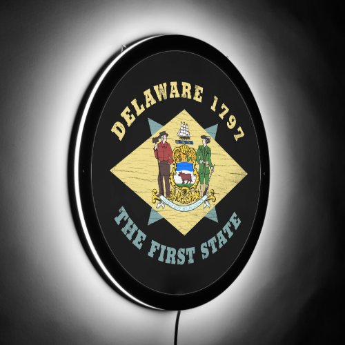 DELAWARE 1797 THE FIRST STATE FLAG LED SIGN
