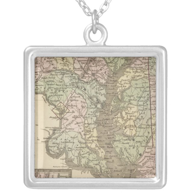 Delaware and Maryland 2 Silver Plated Necklace (Front)