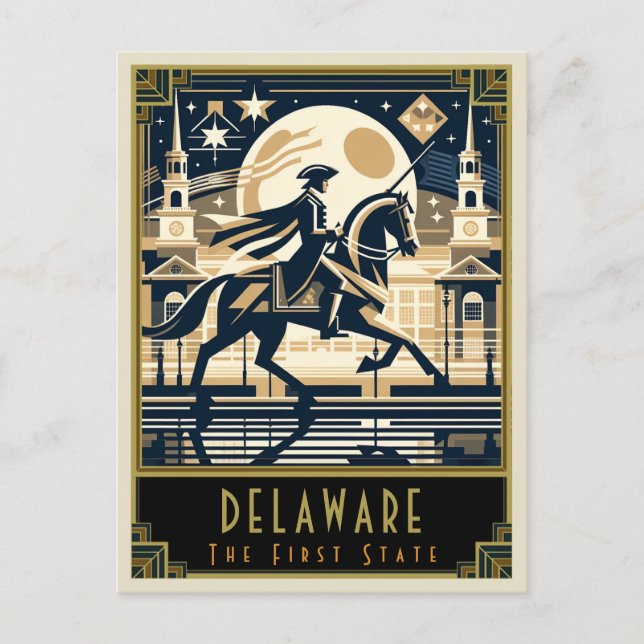 Delaware | Art Deco Postcard (Front)