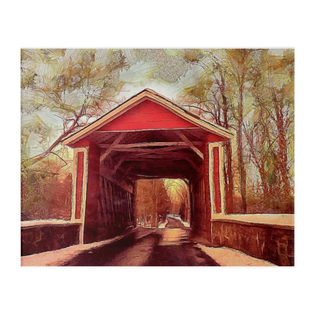 Delaware Ashland Covered Bridge Acrylic Print (Front)