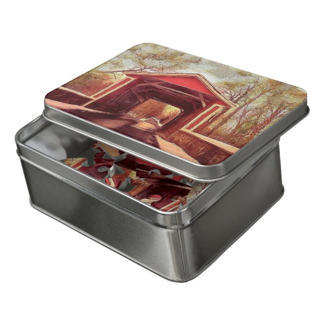 Delaware Ashland Covered Bridge Jigsaw Puzzle (Lid Open)