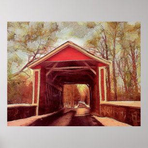 Delaware Ashland Covered Bridge Wood Poster