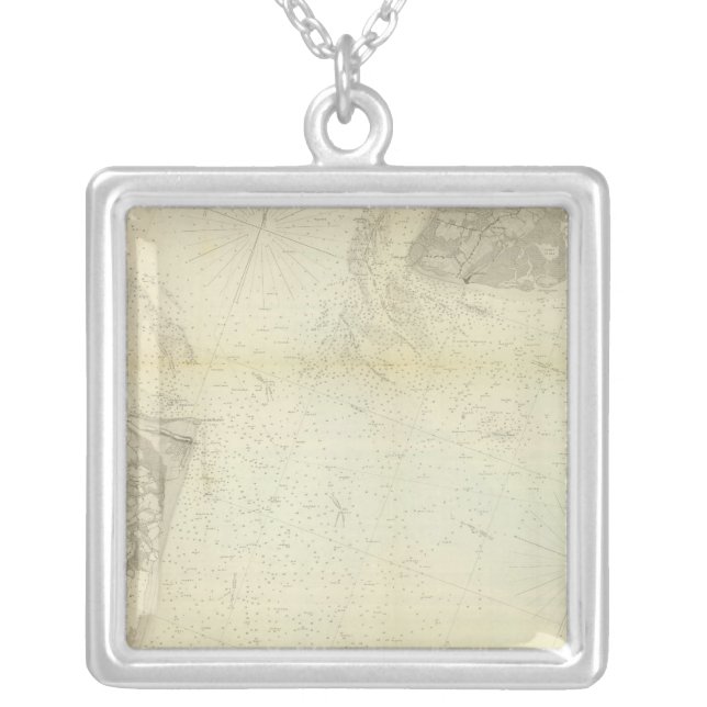 Delaware Bay, River 1 Silver Plated Necklace (Front)