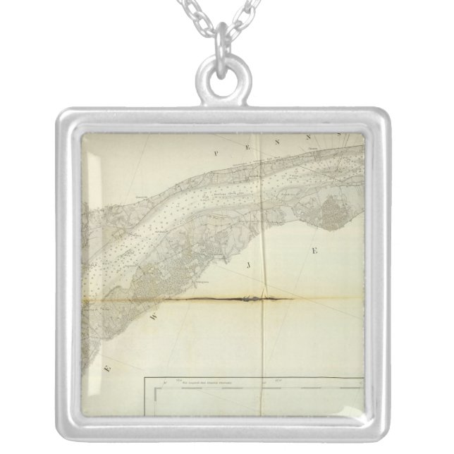 Delaware Bay, River 3 Silver Plated Necklace (Front)