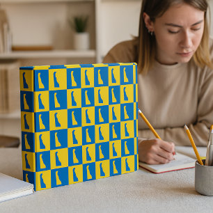 Delaware Blue Gold Checkerboard Pattern 3 Ring Binder