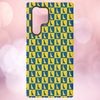 Delaware Blue Gold Checkerboard Pattern Samsung Galaxy S22 Ultra Case