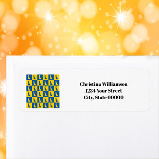 Delaware Blue Gold Personalize Return Address Label