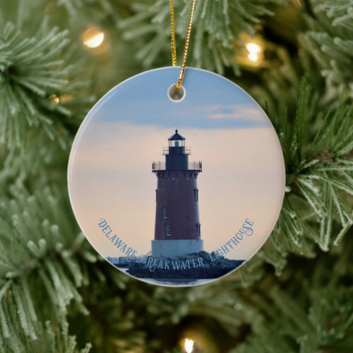 Delaware Breakwater Lighthouse Cape Henlopen Lewes Ceramic Ornament