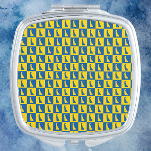 Delaware Checkerboard Blue Yellow Gold Pattern Compact Mirror