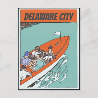 Delaware City, Boat Ride, Vintage Style Postcard