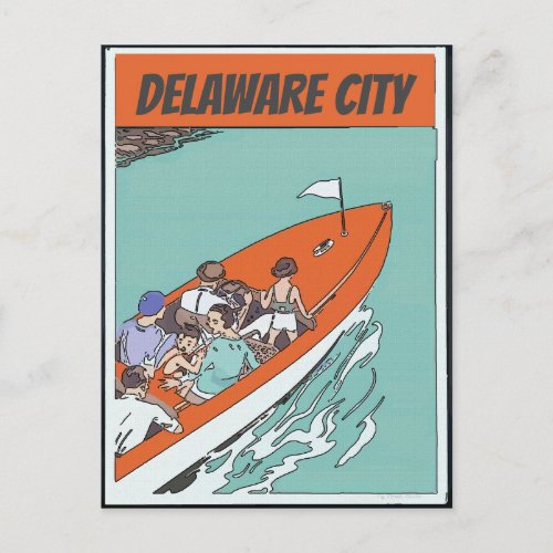 Delaware City Boat Ride Vintage Style Postcard