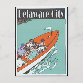 Delaware City, Boat Ride, Vintage Style Postcard
