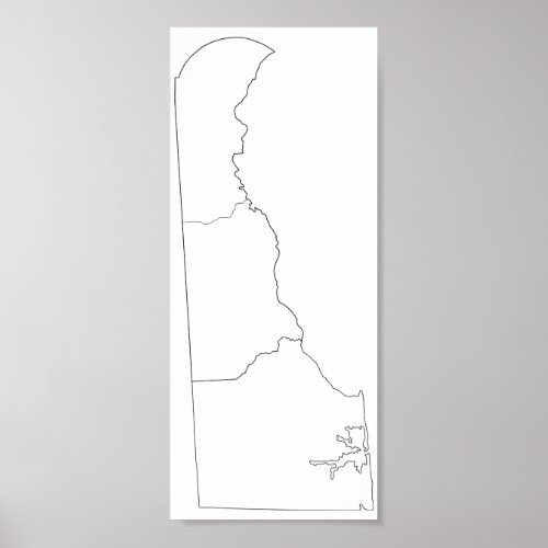 Delaware Counties Blank Outline Map Poster