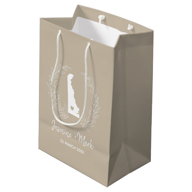 Delaware  Destination Wedding Family Reunion Favor Medium Gift Bag (Back Angled)