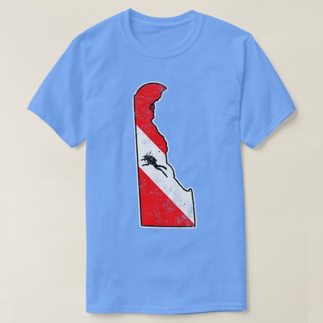 Delaware Dive Flag Scuba Diving State Map Dive Fla T-Shirt (Design Front)