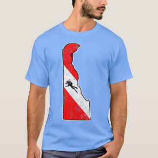 Delaware Dive Flag Scuba Diving State Map Dive Fla T-Shirt
