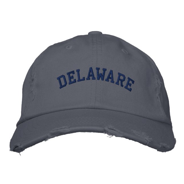Delaware Embroidered Distressed Cap Scotland Blue (Front)