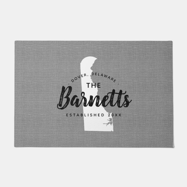 Delaware Family Monogram State Doormat (Front)